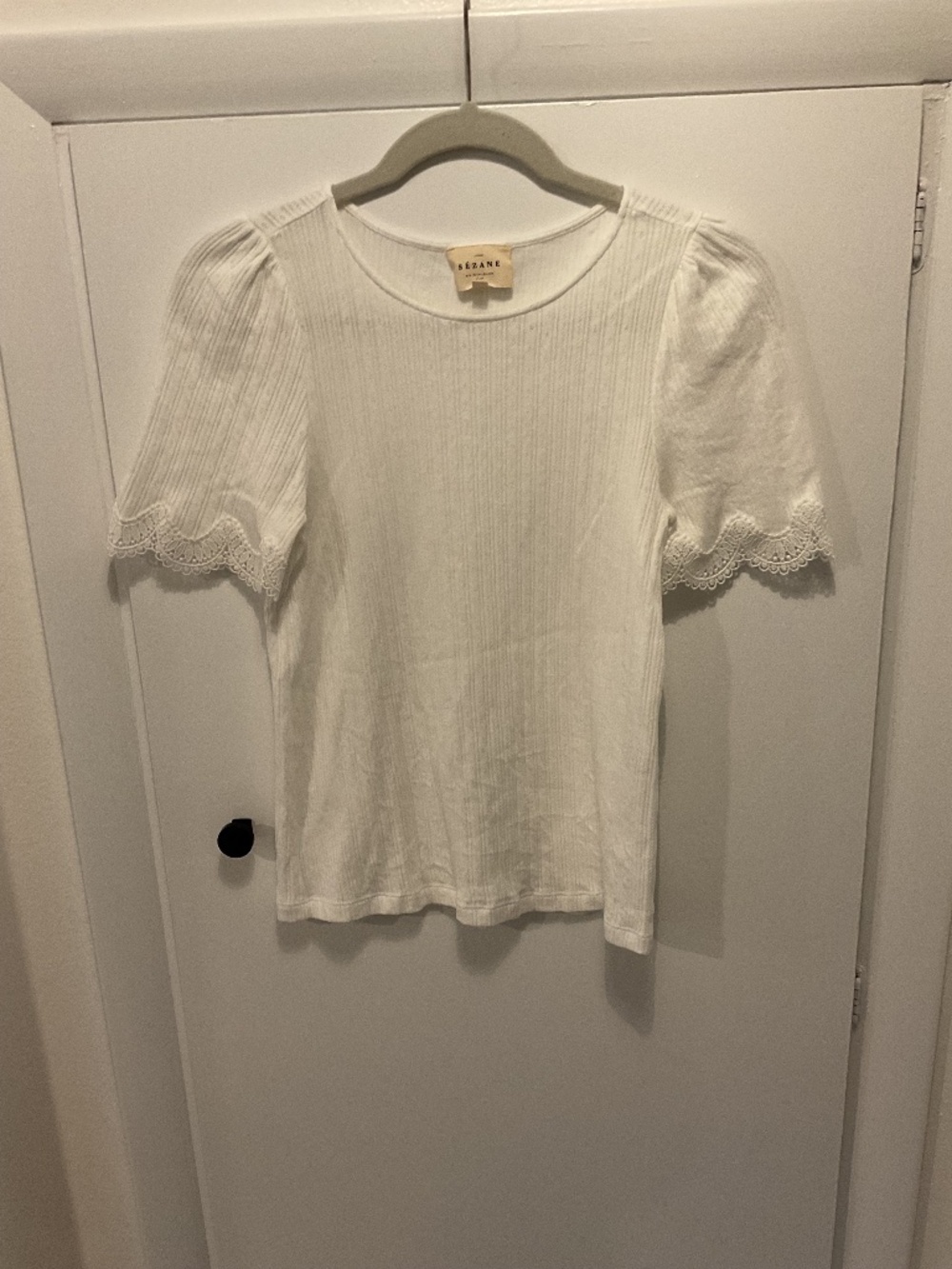Sezane Clea T-Shirt, Ecru, Size Small